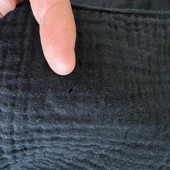 Sezane Gisele Top Womens 8 Black Cotton Gauze Tank Shoulder Tie Minimalist Flowy - Picture 5 of 8